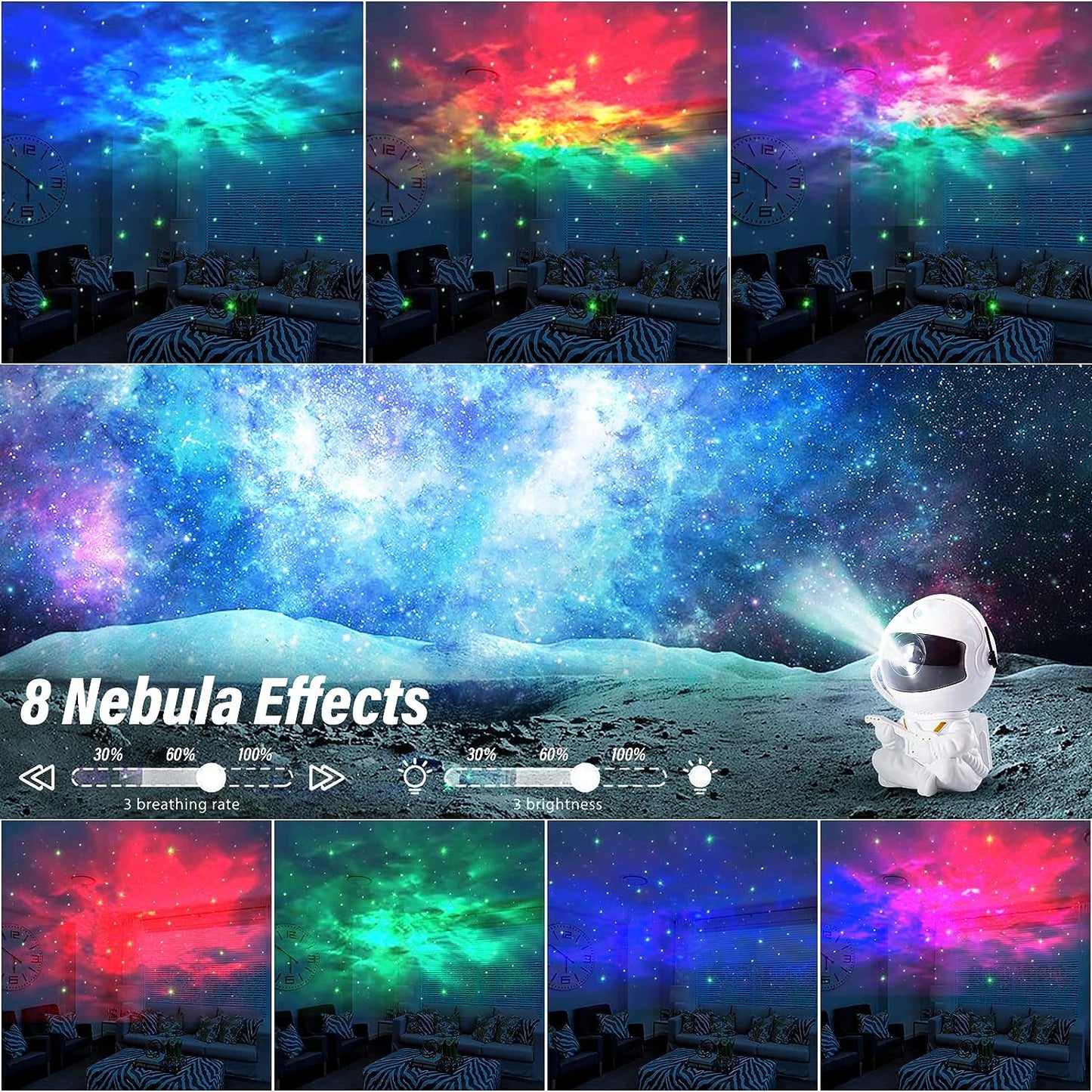 Proyector de Galaxias y Estrellas Tipo "Astronauta" Color Negro