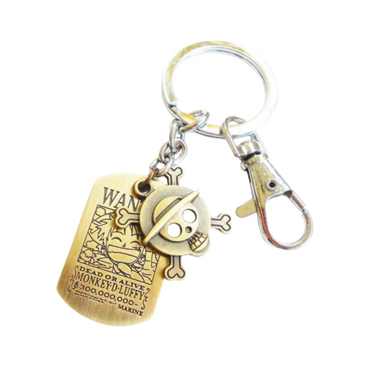 Llavero One Piece – Monkey D. Luffy Wanted + Jolly Roger