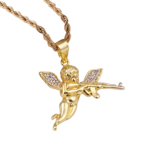 Collar Angel Ak47 con Perlas Dorado